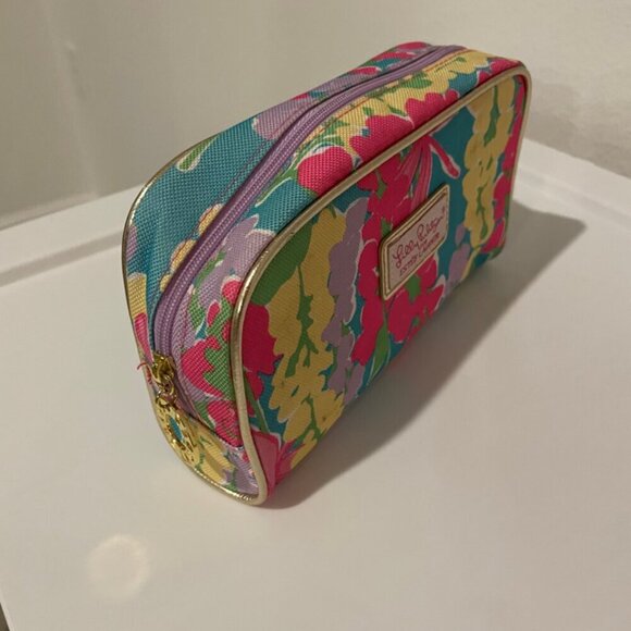 PREPPY COQUETTE ESTEE LAUDER LILLY PULITZER MAKE UP BAG HOT PINK LILAC FLORAL - Picture 4 of 14